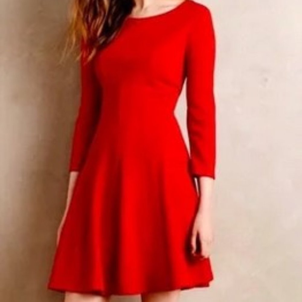 NWT Anthropologie Sunday In Brooklyn Scalloped Red Dress Size S
